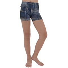 Marble Surface Texture Stone Kids  Lightweight Velour Yoga Shorts by HermanTelo
