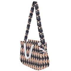 Metallic Diamond Design Black Rope Handles Shoulder Strap Bag by HermanTelo