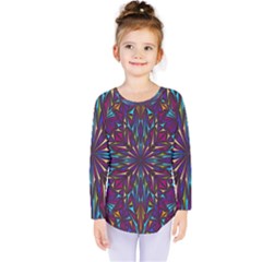 Kaleidoscope Triangle Curved Kids  Long Sleeve Tee