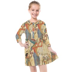 Egyptian Man Sun God Ra Amun Kids  Quarter Sleeve Shirt Dress