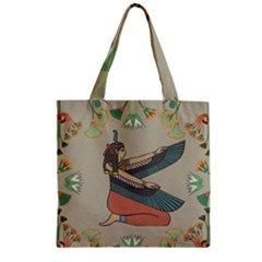 Egyptian Woman Wings Design Zipper Grocery Tote Bag by Sapixe