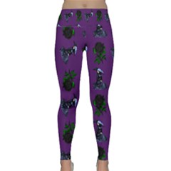 Gothic Girl Rose Purple Pattern Lightweight Velour Classic Yoga Leggings