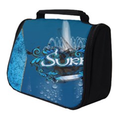 Sport, Surfboard With Water Drops Full Print Travel Pouch (small) by FantasyWorld7