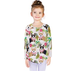 Corgis Hula Pattern Kids  Long Sleeve Tee
