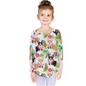 Corgis Hula Pattern Kids  Long Sleeve Tee View1