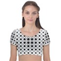 Square Diagonal Pattern Monochrome Velvet Short Sleeve Crop Top  View1