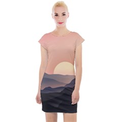 Sunset Sky Sun Graphics Cap Sleeve Bodycon Dress by HermanTelo