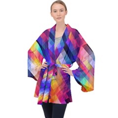 Abstract Background Colorful Pattern Velvet Kimono Robe by Bajindul