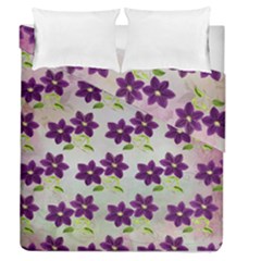 Purple Flower Duvet Cover Double Side (queen Size) by Bajindul