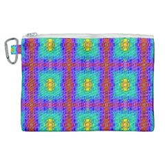 Groovy Green Orange Blue Yellow Square Pattern Canvas Cosmetic Bag (xl) by BrightVibesDesign