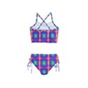 Groovy Blue Pink Yellow Square Pattern Girls  Tankini Swimsuit View2