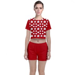 Cute Canada Crop Top And Shorts Co-ord Set