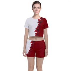 Canada Maple Leaf Crop Top And Shorts Co-ord Set