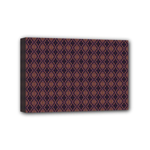 Argyle Dark Purple Yellow Pattern Mini Canvas 6  X 4  (stretched)