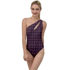 Argyle Dark Purple Yellow Pattern To One Side Swimsuit
