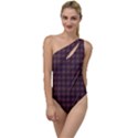 Argyle Dark Purple Yellow Pattern To One Side Swimsuit View1