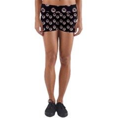 Kawaii Dougnut Black Pattern Yoga Shorts