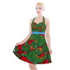 Red Alli  Halter Party Swing Dress 