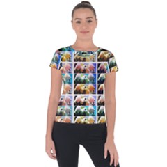 Twenty-seven Snowball Branch Collage Short Sleeve Sports Top 