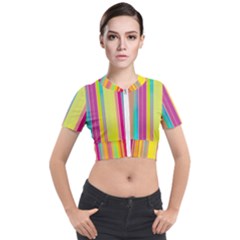 Background Colorful Abstract Short Sleeve Cropped Jacket