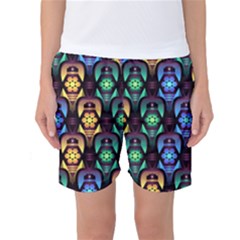 Pattern Background Bright Blue Women s Basketball Shorts