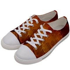 Orange Warm Hues Fractal Chaos Women s Low Top Canvas Sneakers