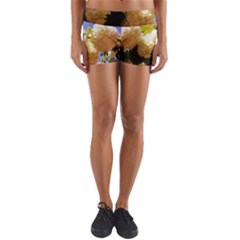 Yellow Snowball Branch Yoga Shorts