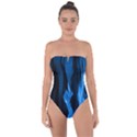 Smoke Flame Abstract Blue Tie Back One Piece Swimsuit View1