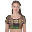 Fractal Design Pattern Decorative Velvet Short Sleeve Crop Top  View1