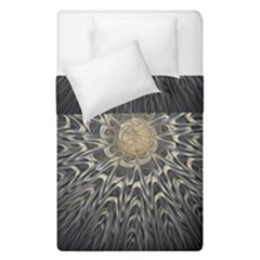 Fractal Mandala Feathers Grey Duvet Cover Double Side (single Size)