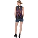 Fractal Cross Blue Geometric High Neck Satin Top View2