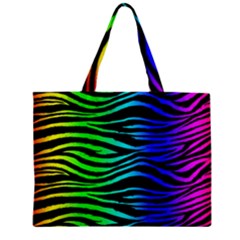 Rainbow Zebra Zipper Mini Tote Bag by ArtistRoseanneJones