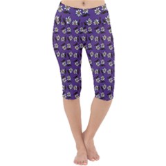 Daisy Purple Lightweight Velour Cropped Yoga Leggings