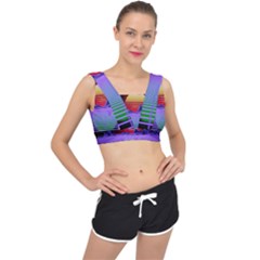 Synthwave Retrowave Synth V-back Sports Bra