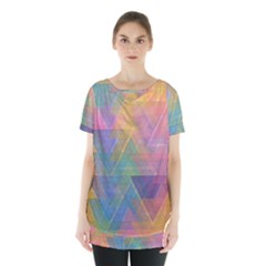 Triangle Pattern Mosaic Shape Skirt Hem Sports Top
