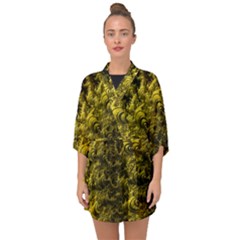 Rich Yellow Digital Abstract Half Sleeve Chiffon Kimono