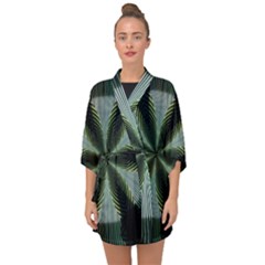 Lines Abstract Background Half Sleeve Chiffon Kimono