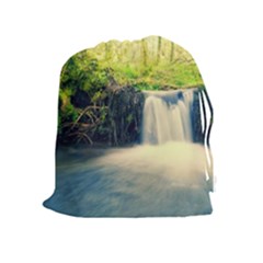 Waterfall River Nature Forest Drawstring Pouch (xl)