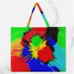 Color Halftone Grid Raster Image Zipper Large Tote Bag