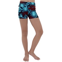 Fractal Spiral Abstract Pattern Art Kids  Lightweight Velour Yoga Shorts