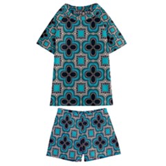 Seamless Wallpaper Pattern Ornament Pattern Kids  Swim Tee And Shorts Set
