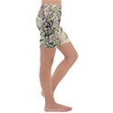 Botanical Print Antique Natural Kids  Lightweight Velour Capri Yoga Leggings View3