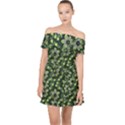 Abstract Pattern Flower Leaf Off Shoulder Chiffon Dress View1
