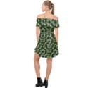 Abstract Pattern Flower Leaf Off Shoulder Chiffon Dress View2