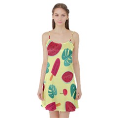 Watermelon Leaves Strawberry Satin Night Slip by HermanTelo