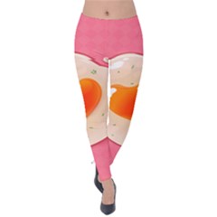 Omelette Heart Pink Valentine Velvet Leggings