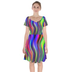 Lines Swinging Plasma Cross Short Sleeve Bardot Dress