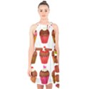 Chocolate Cake Muffin Halter Collar Waist Tie Chiffon Dress View1