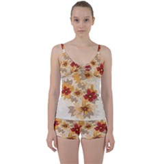 Flower Vector Background Tie Front Two Piece Tankini