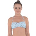 Flamingo Pattern Blue Halter Bandeau Bikini Top View1